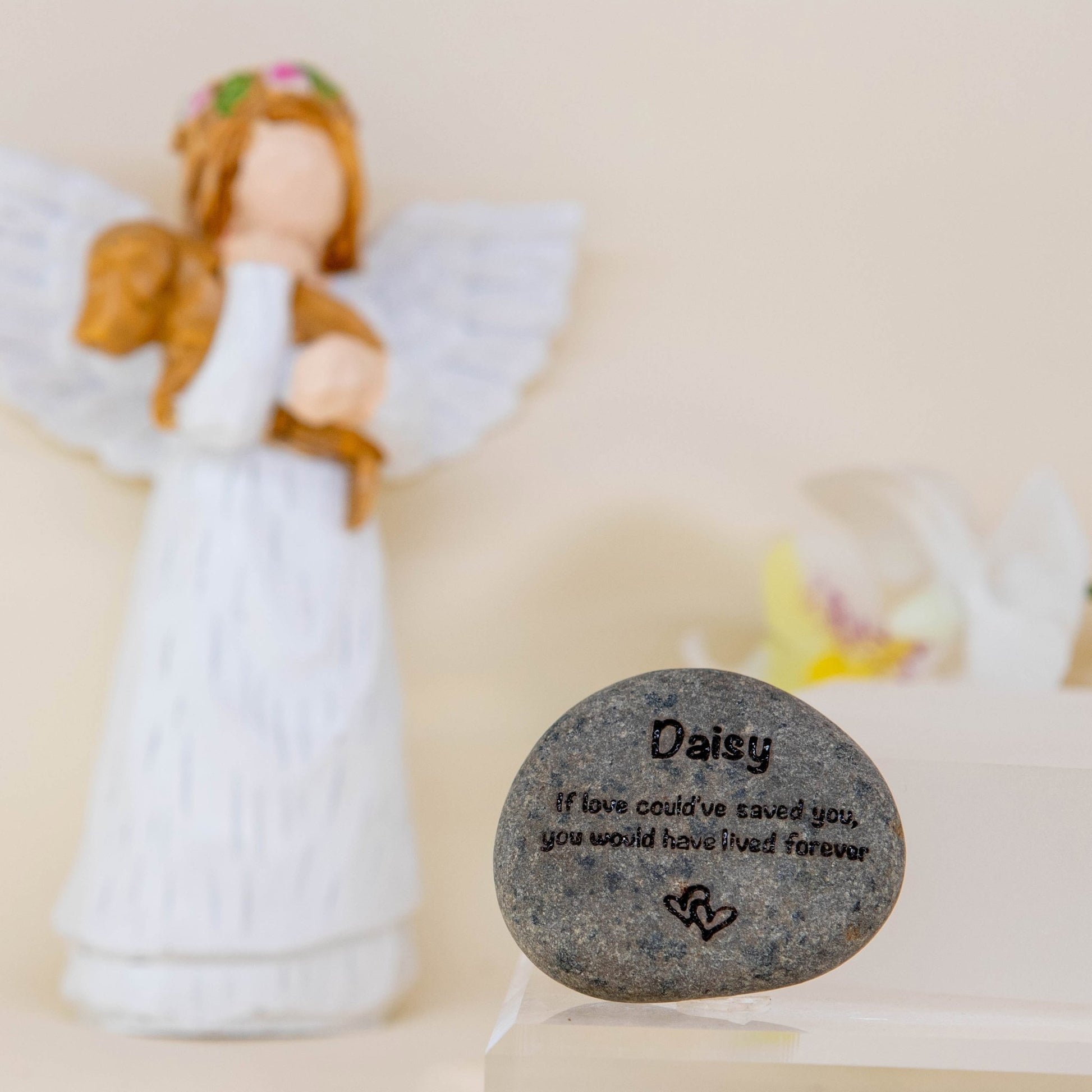 Personalized Pet Memorial Pebble Stone: Engraved and Etched Natural Stone Keepsake - Younique Gifts