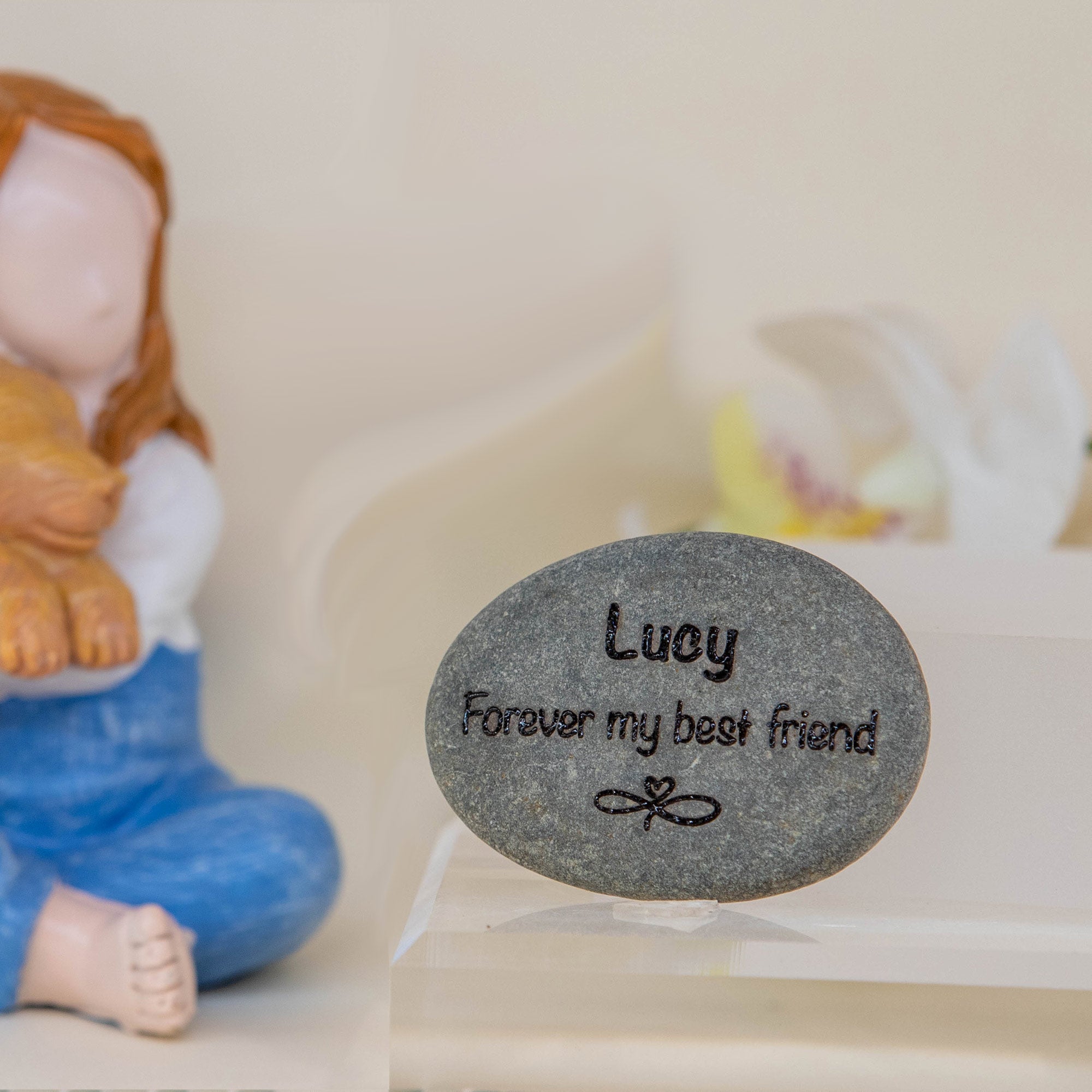 Personalized Pet Memorial Pebble Stone: Engraved and Etched Natural Stone Keepsake - Younique Gifts