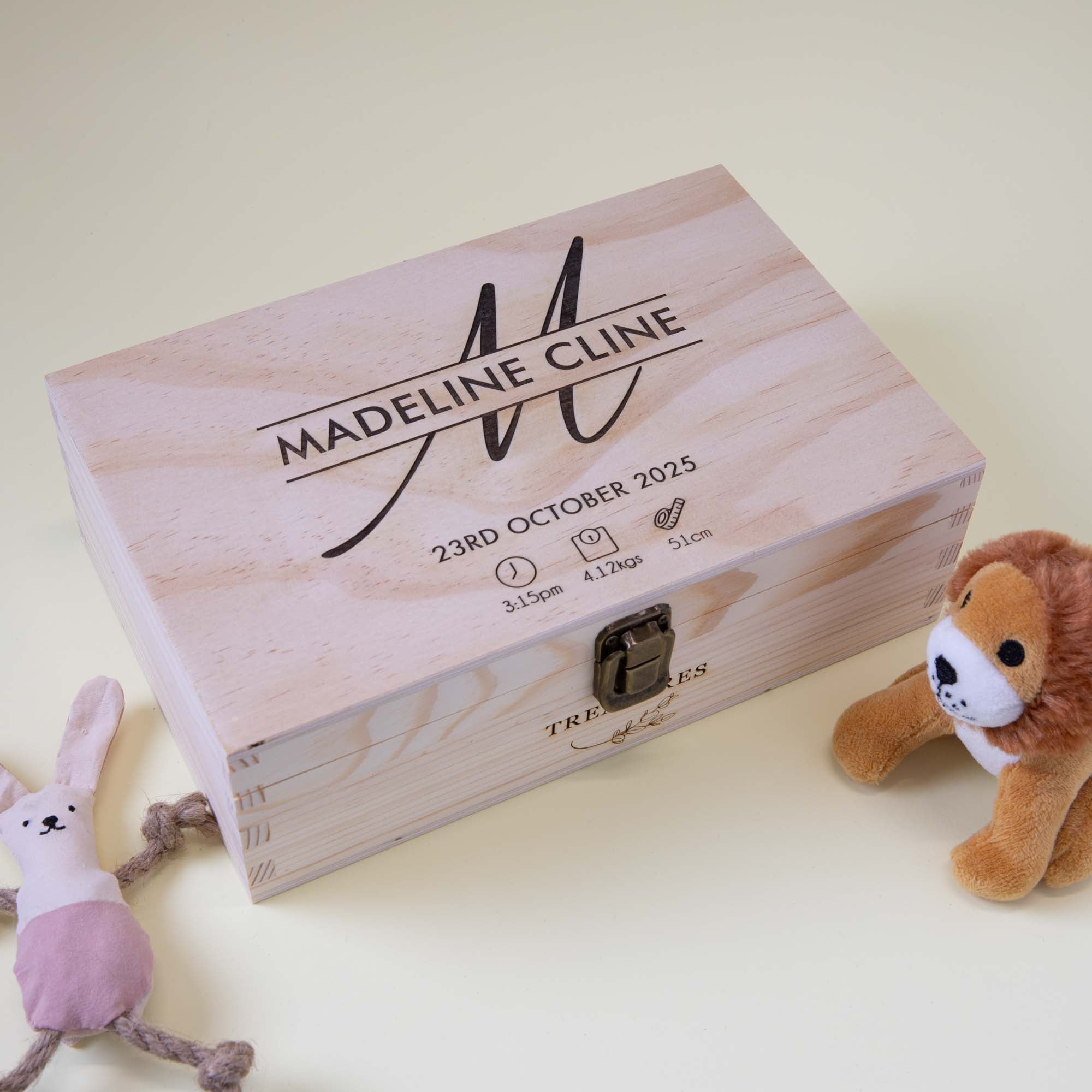 Personalized Pine Wood Baby Keepsake Box, Engraved Memory Box - Personalised Keepsake Box - Younique Gifts Melbourne