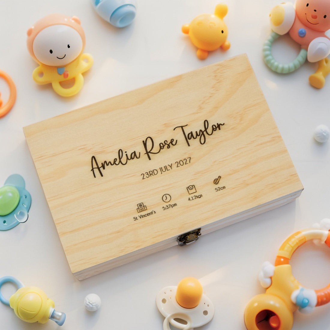 Personalized Wooden Baby Keepsake Box, Laser Engraved - Personalised Keepsake Box - Younique Gifts Melbourne
