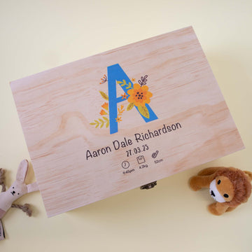Personalized Wooden Baby Keepsake Box, Newborn Gift - Personalised Keepsake Box - Younique Gifts Melbourne