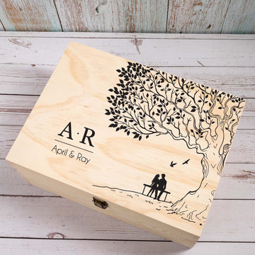 Personalized Wooden Keepsake Box, Laser Engraved, 5th Anniversary Gift