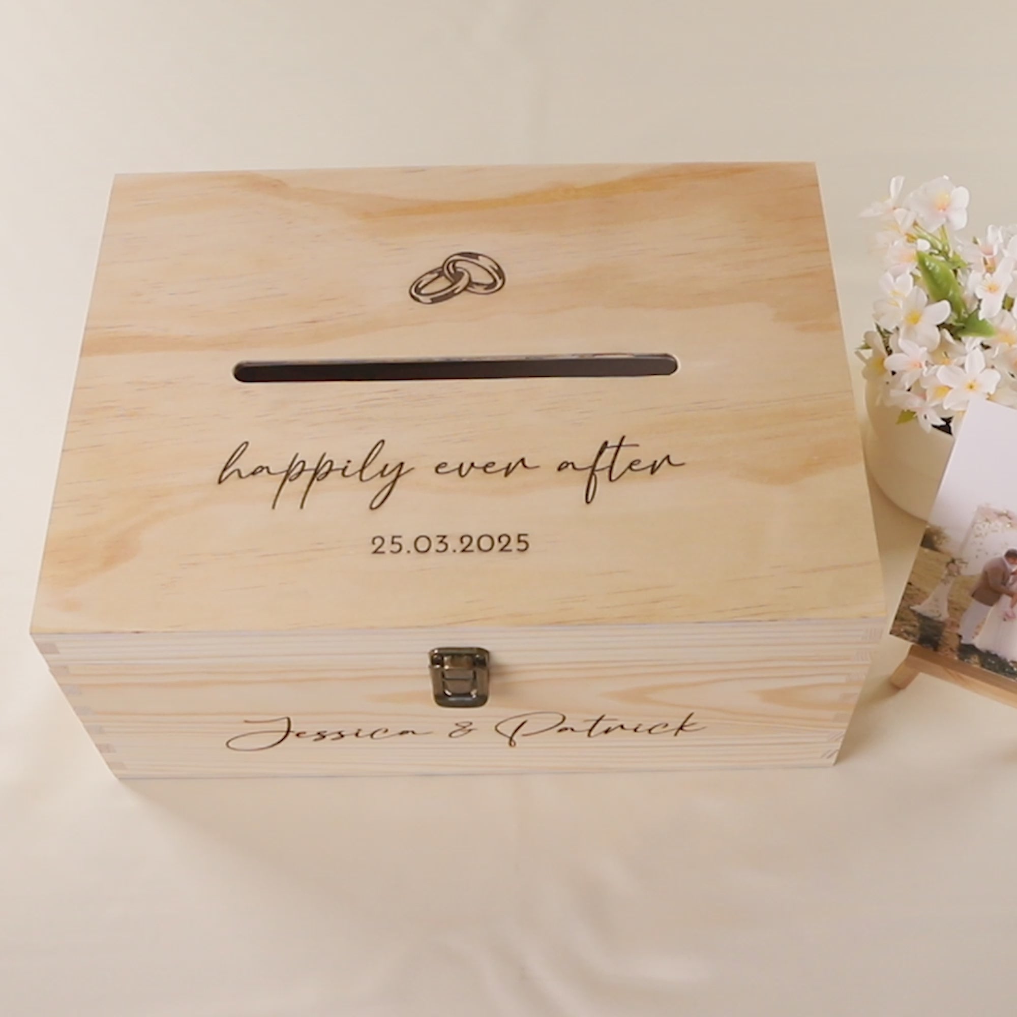 Personalised Wooden Wishing Well Box | Wedding Rings