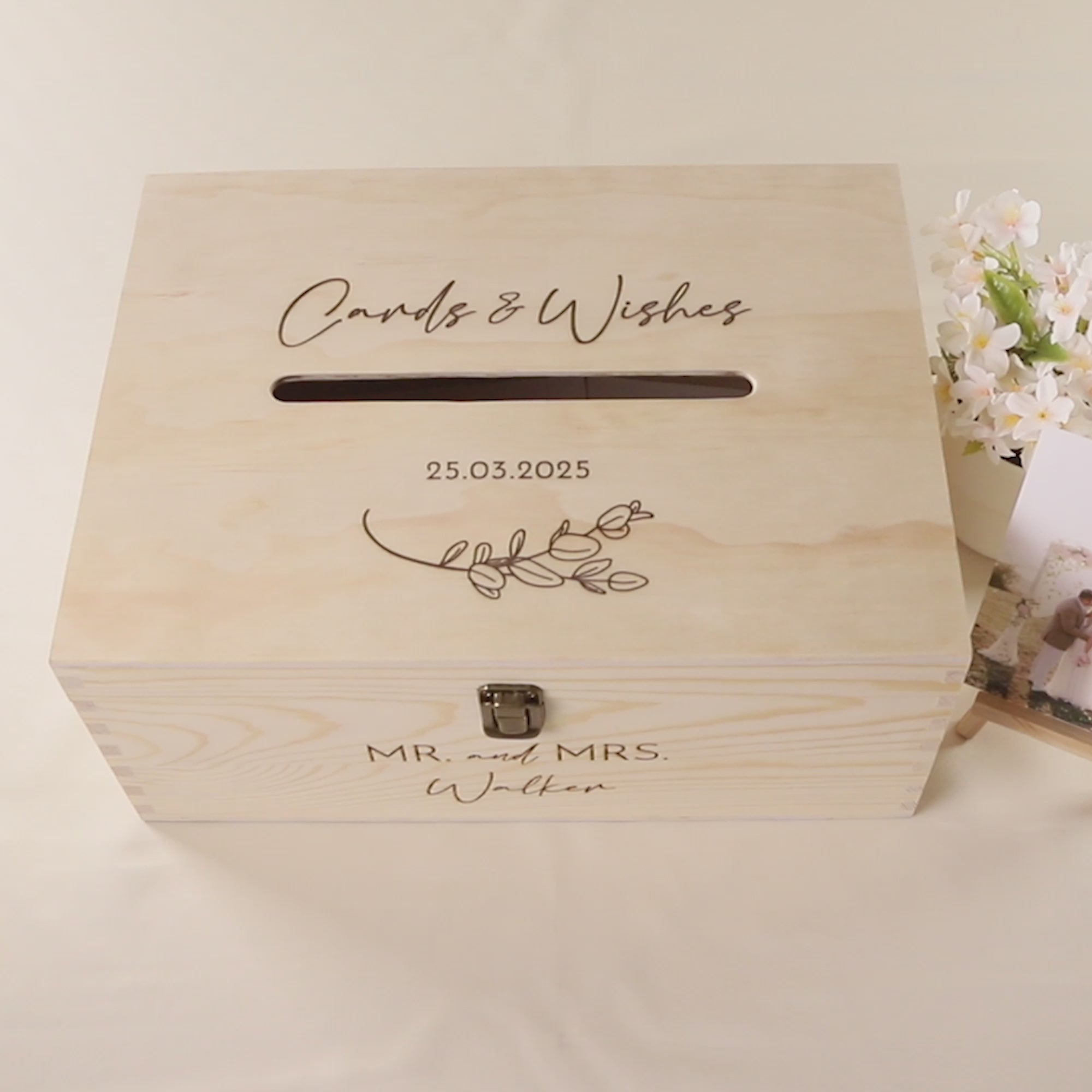 Personalised Wooden Wishing Well Box | Leaf