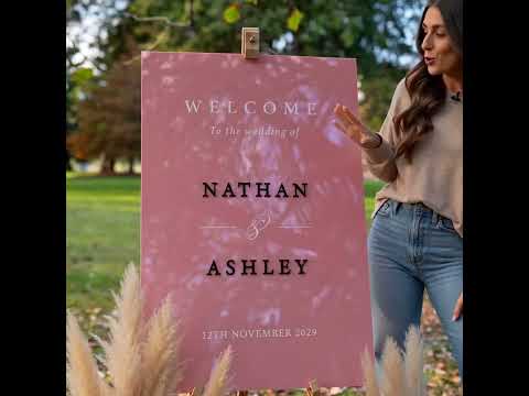 Blush Pink Acrylic Wedding Sign with 3D Black Names & White Details