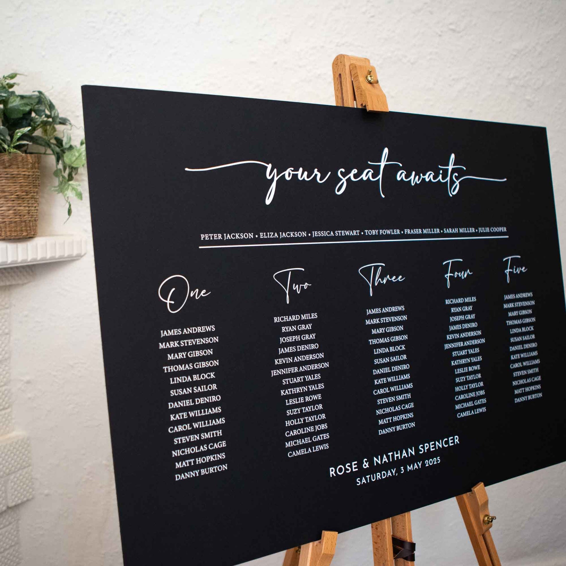 Printed Wedding Seating Chart | Black Landscape - Younique Gifts
