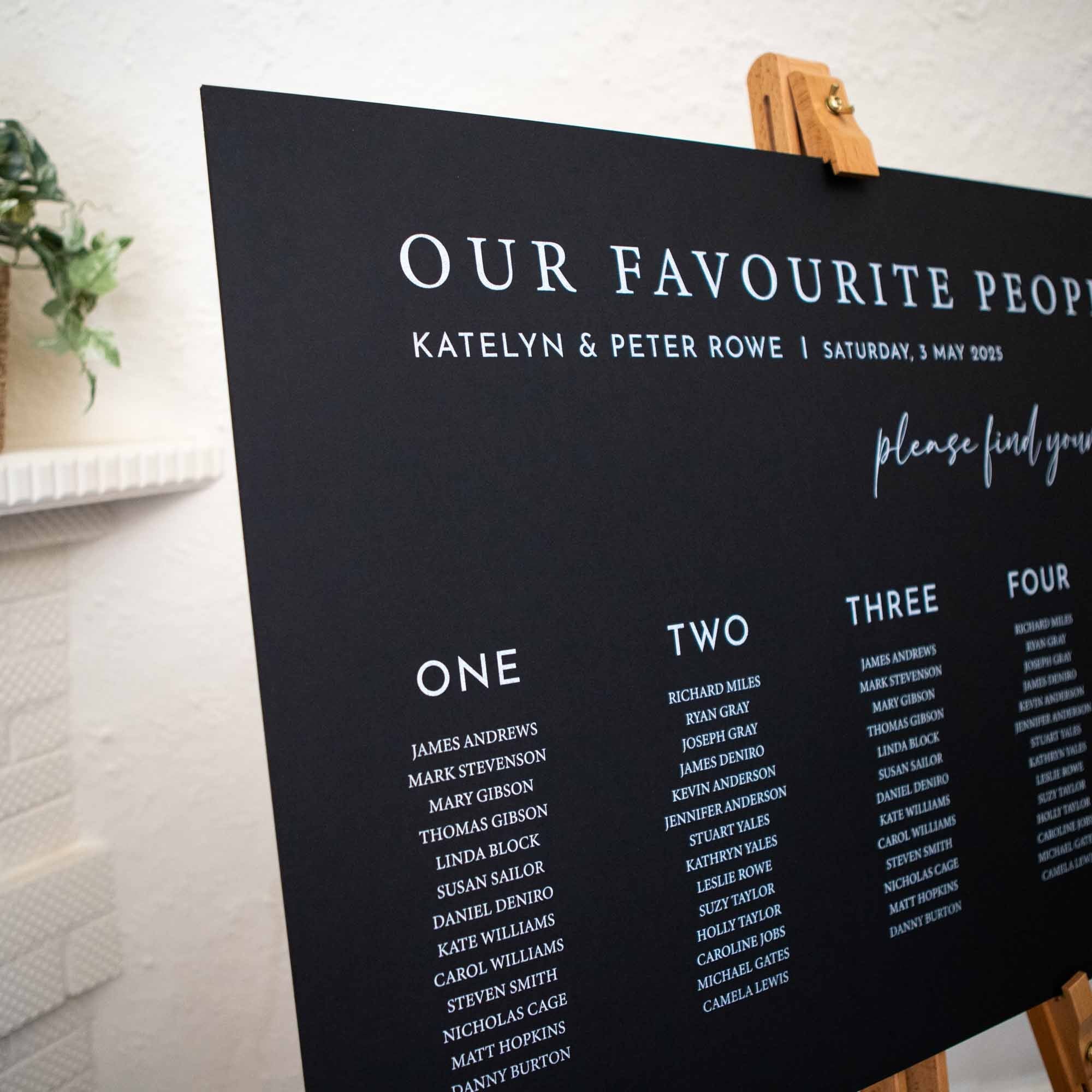 Printed Wedding Seating Chart | Black Landscape - Younique Gifts