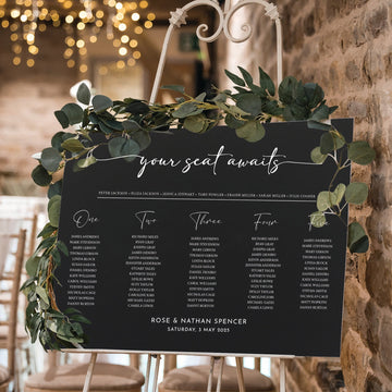 Printed Wedding Seating Chart | Black Landscape - Younique Gifts