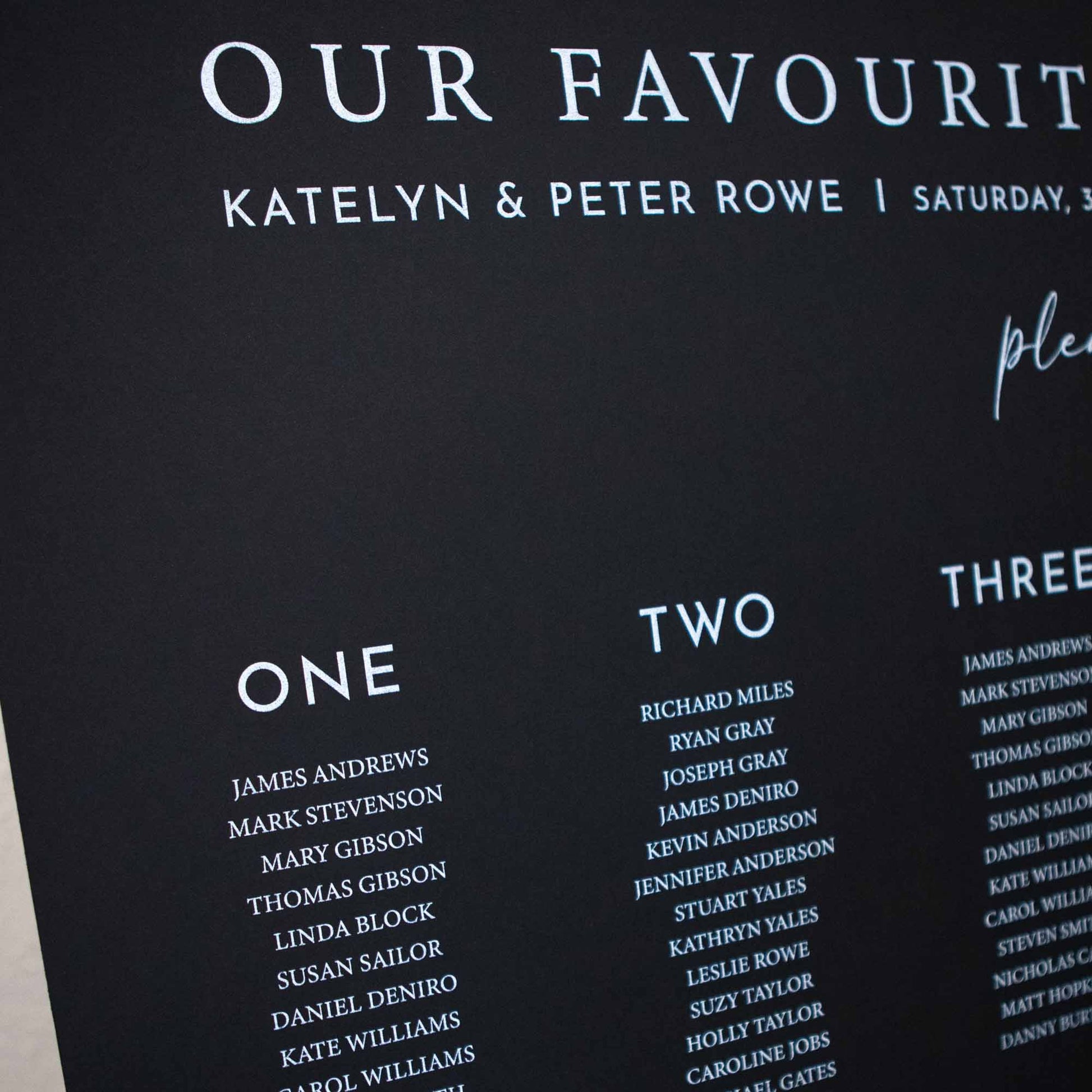 Printed Wedding Seating Chart | Black Landscape - Younique Gifts