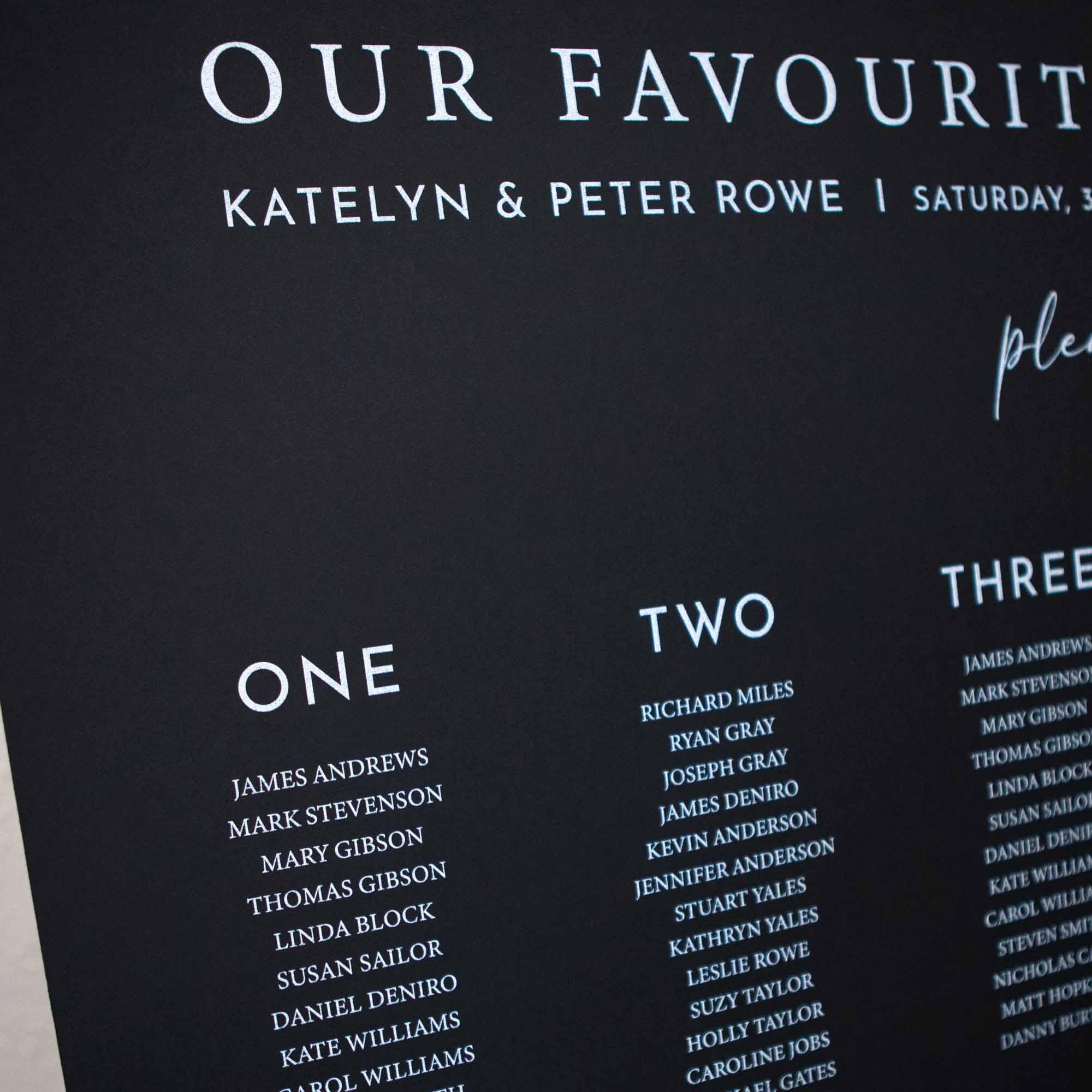 Printed Wedding Seating Chart | Black Landscape - Younique Gifts