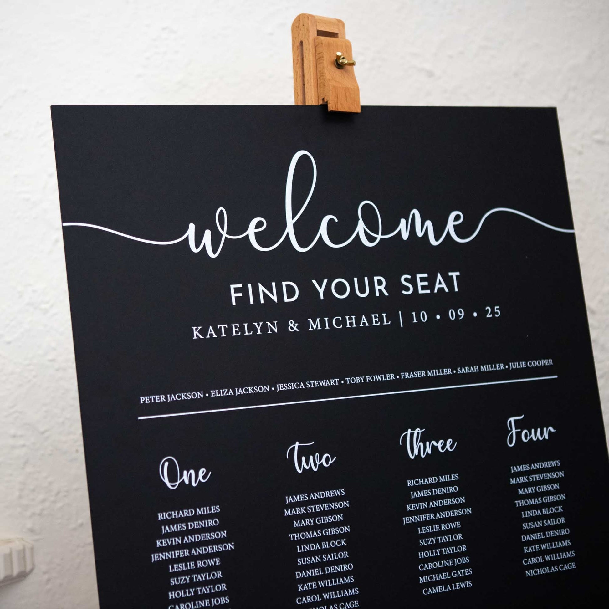 Printed Wedding Seating Chart | Black Portrait - Younique Gifts