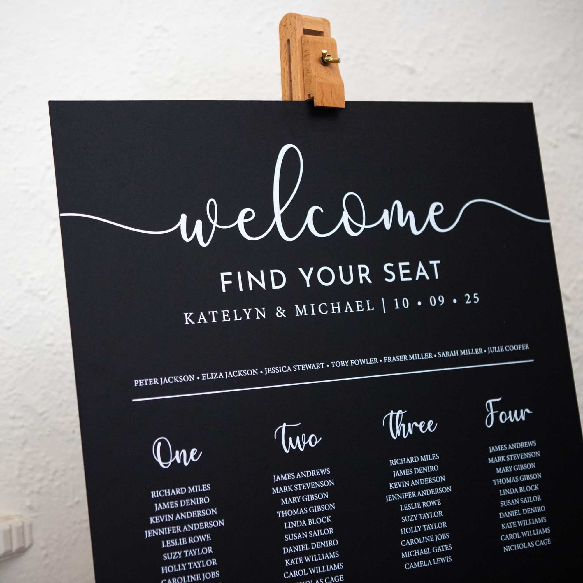Printed Wedding Seating Chart | Black Portrait - Younique Gifts