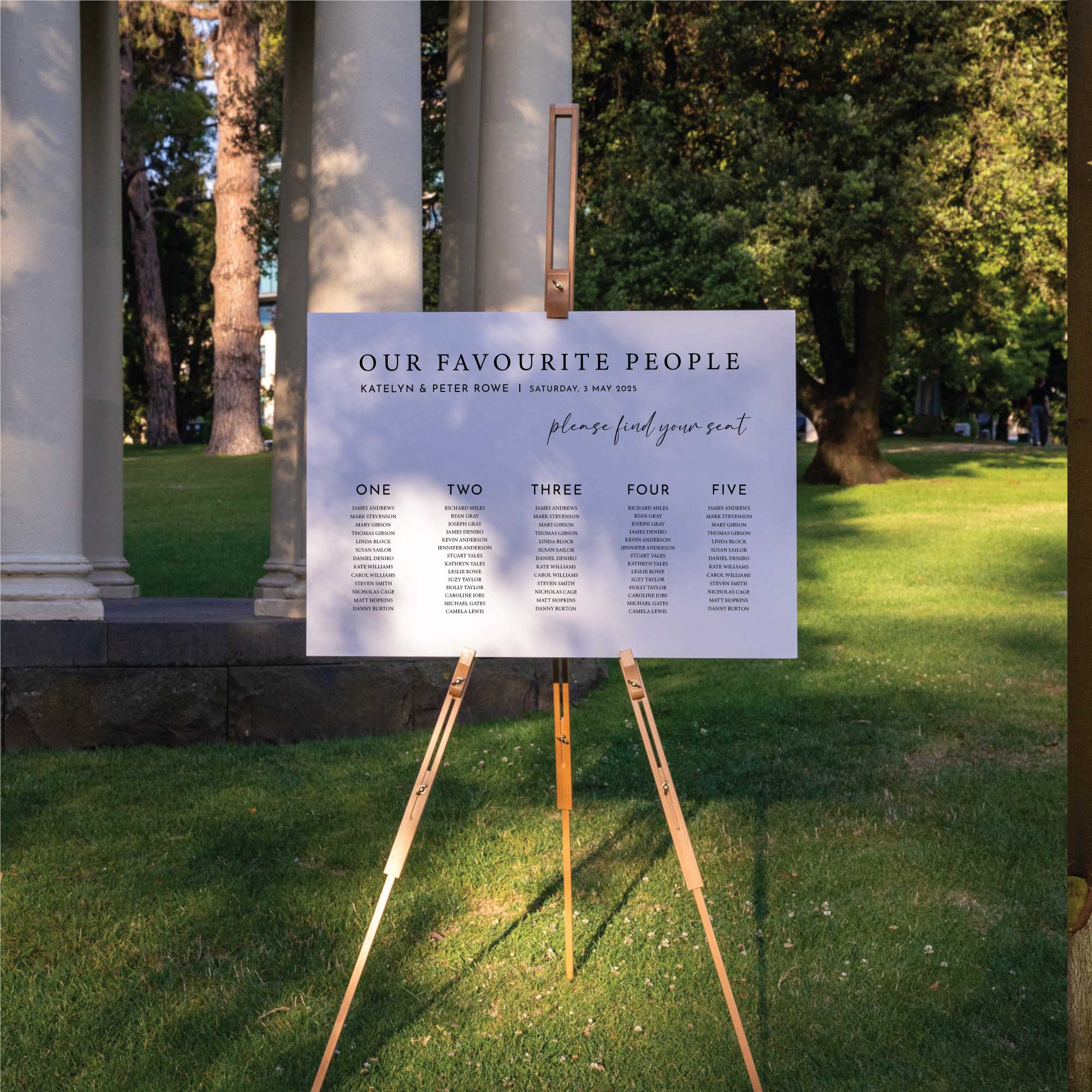 Printed Wedding Seating Chart | White Landscape - Younique Gifts