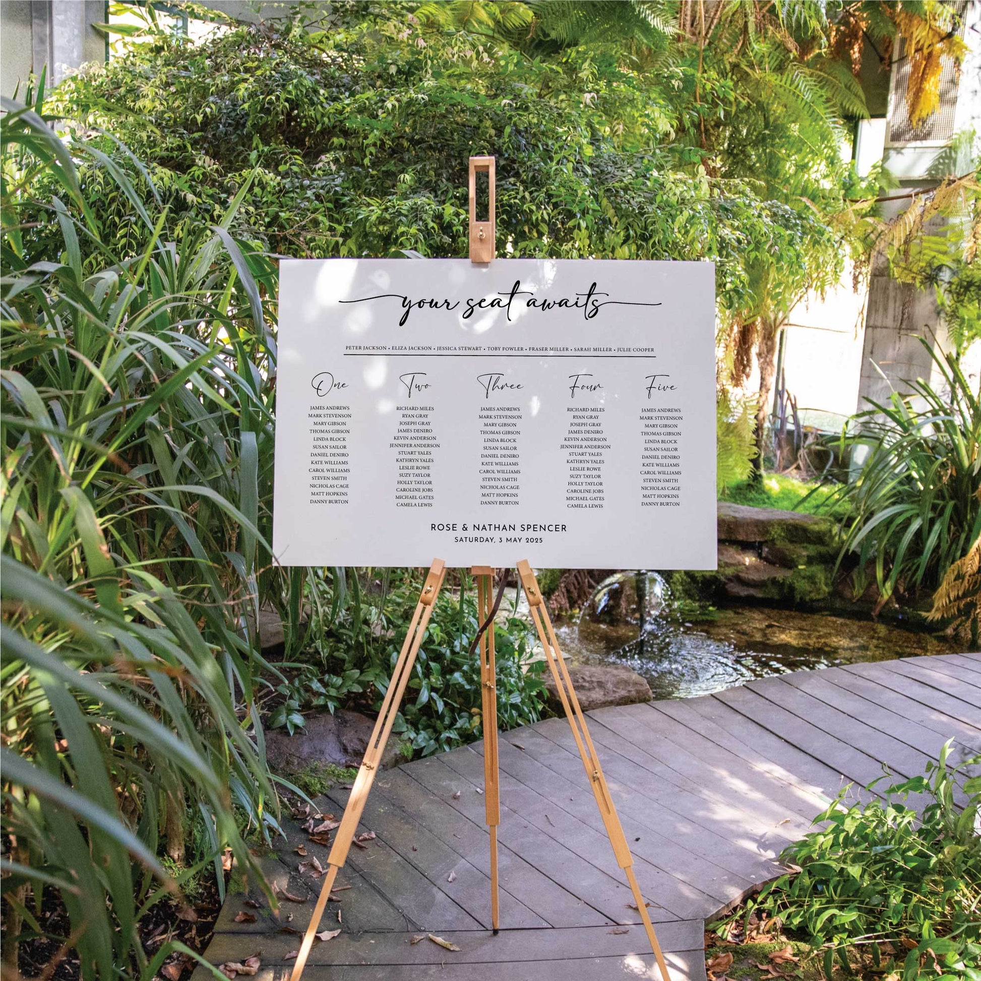 Printed Wedding Seating Chart | White Landscape - Younique Gifts