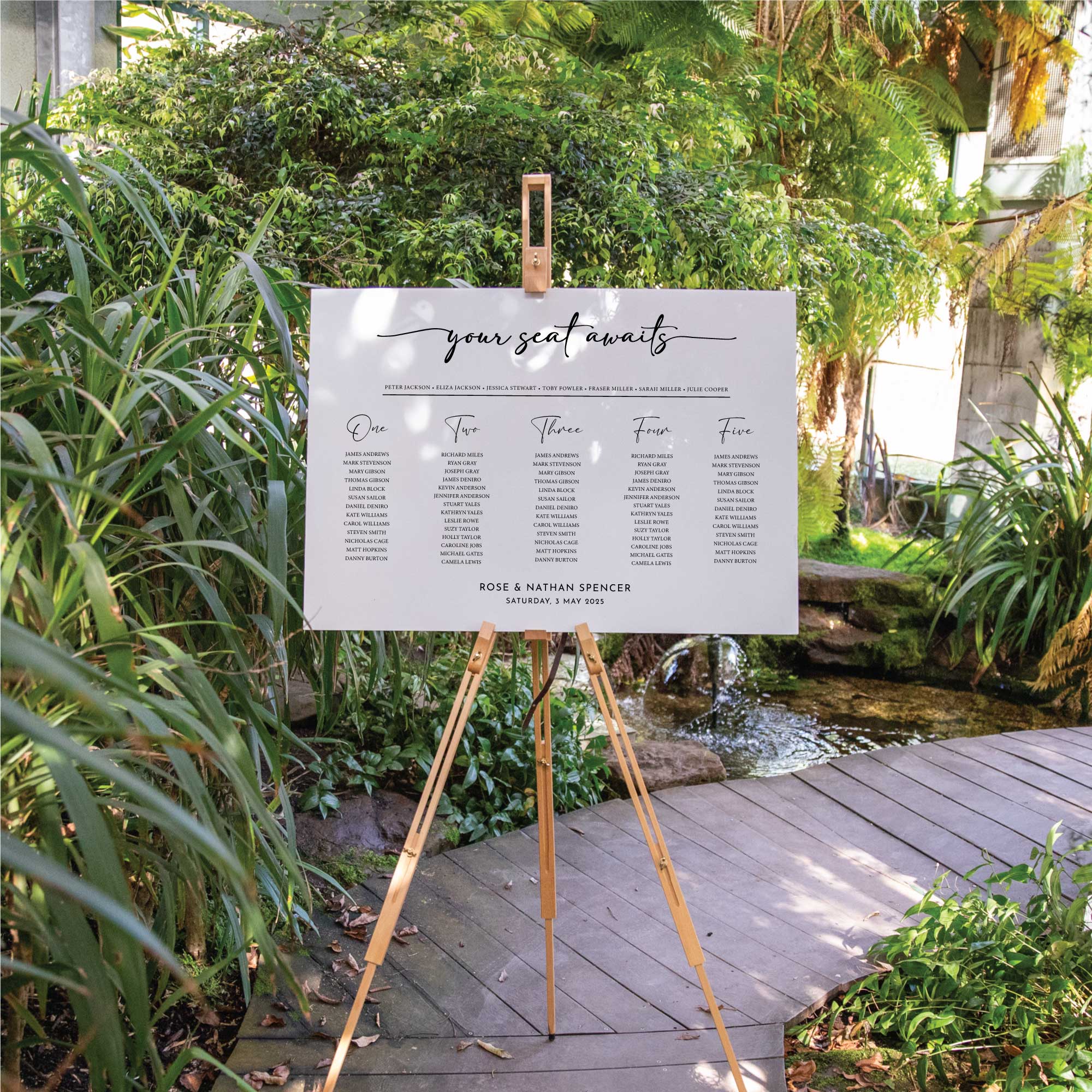 Printed Wedding Seating Chart | White Landscape - Younique Gifts