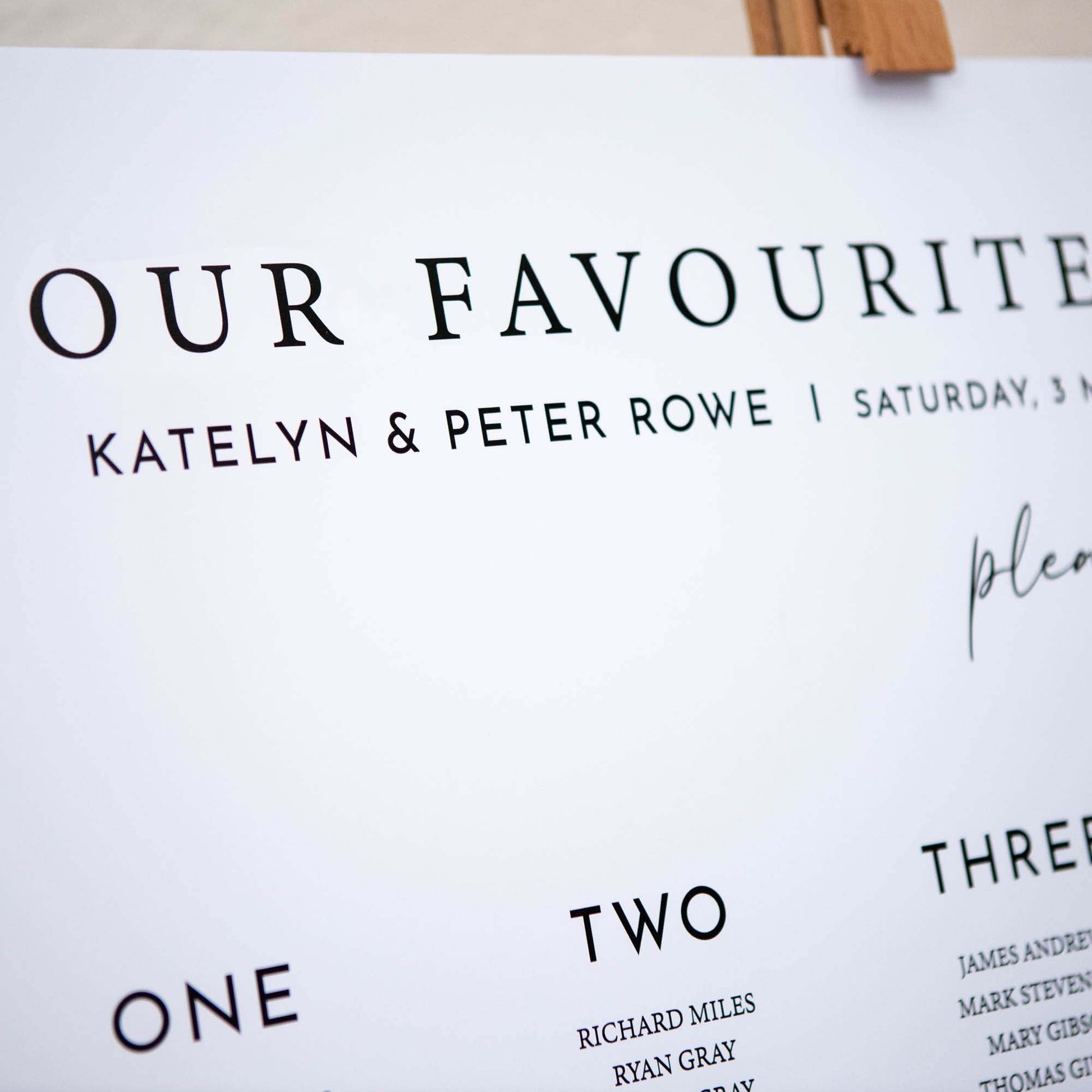 Printed Wedding Seating Chart | White Landscape - Younique Gifts