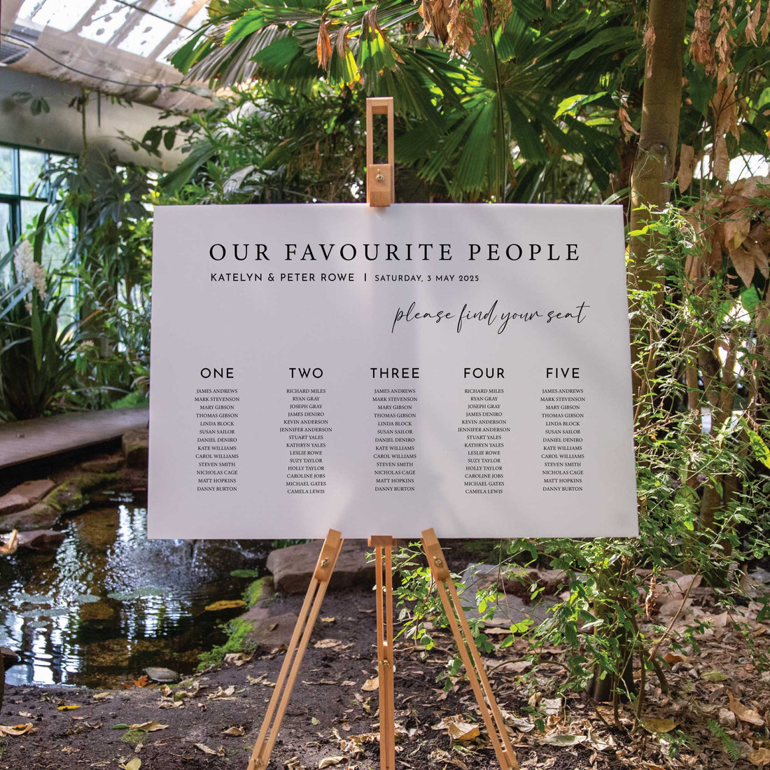 Printed Wedding Seating Chart | White Landscape - Younique Gifts