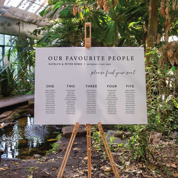 Printed Wedding Seating Chart | White Landscape - Younique Gifts