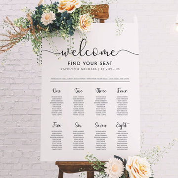 Printed Wedding Seating Chart | White Portrait - Younique Gifts