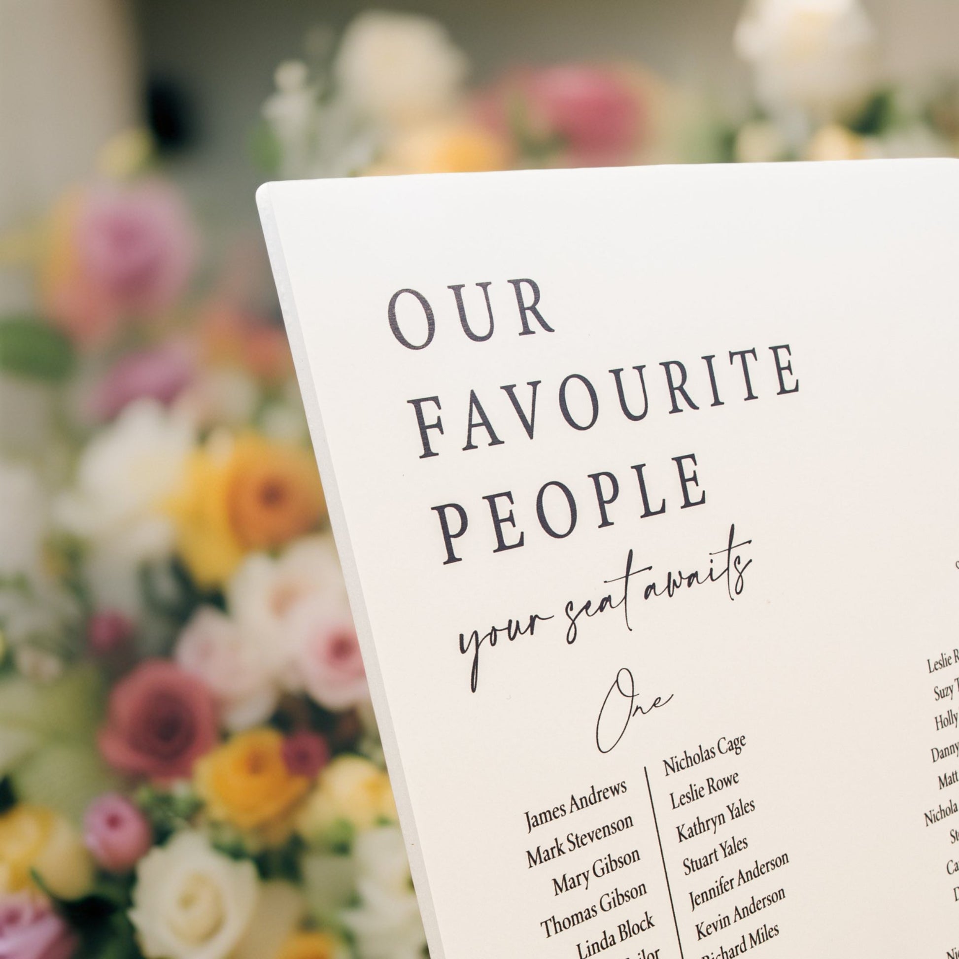 Printed Wedding Seating Chart | White Portrait - Personalised welcome sign - Younique Gifts Melbourne