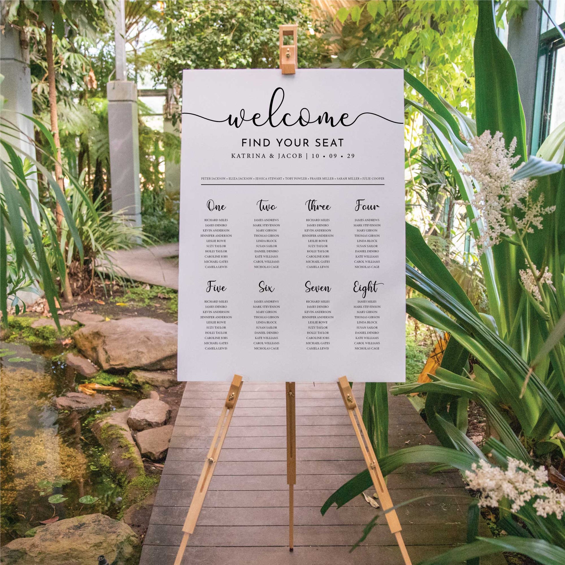 Printed Wedding Seating Chart | White Portrait - Younique Gifts