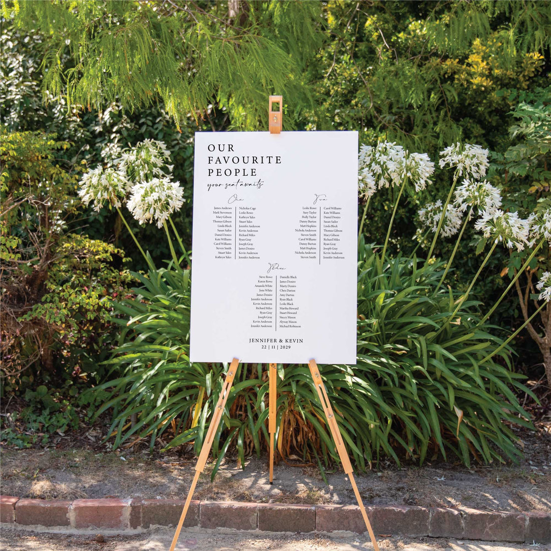 Printed Wedding Seating Chart | White Portrait - Younique Gifts