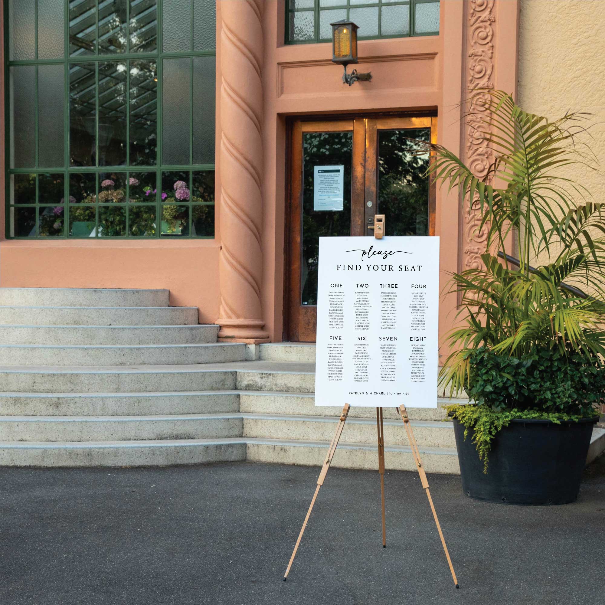 Printed Wedding Seating Chart | White Portrait - Personalised welcome sign - Younique Gifts Melbourne