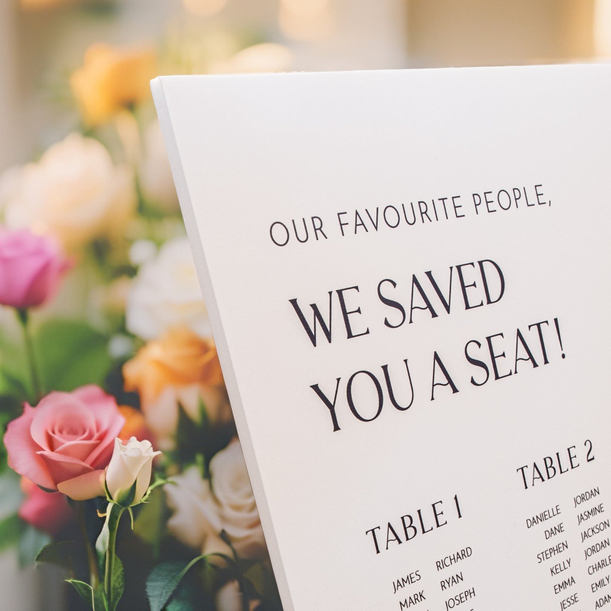 Printed Wedding Seating Chart | White Portrait - Younique Gifts