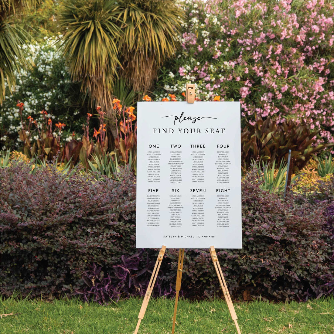 Printed Wedding Seating Chart | White Portrait - Younique Gifts