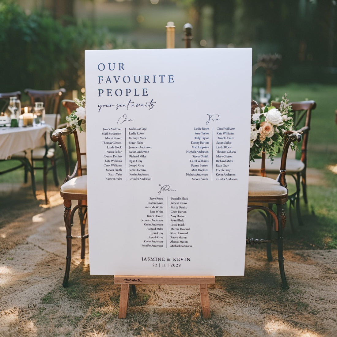 Printed Wedding Seating Chart | White Portrait - Younique Gifts