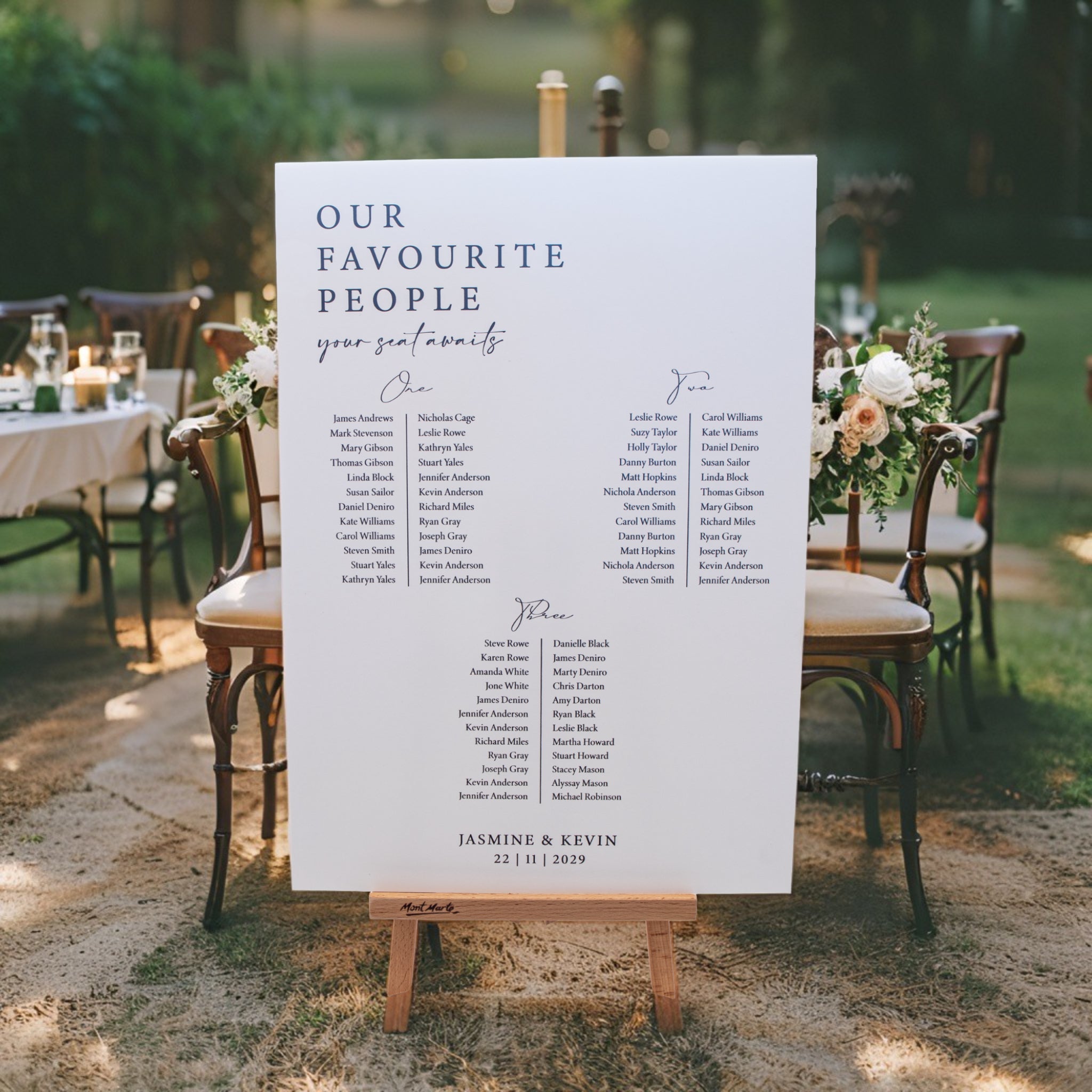 Printed Wedding Seating Chart | White Portrait - Personalised welcome sign - Younique Gifts Melbourne