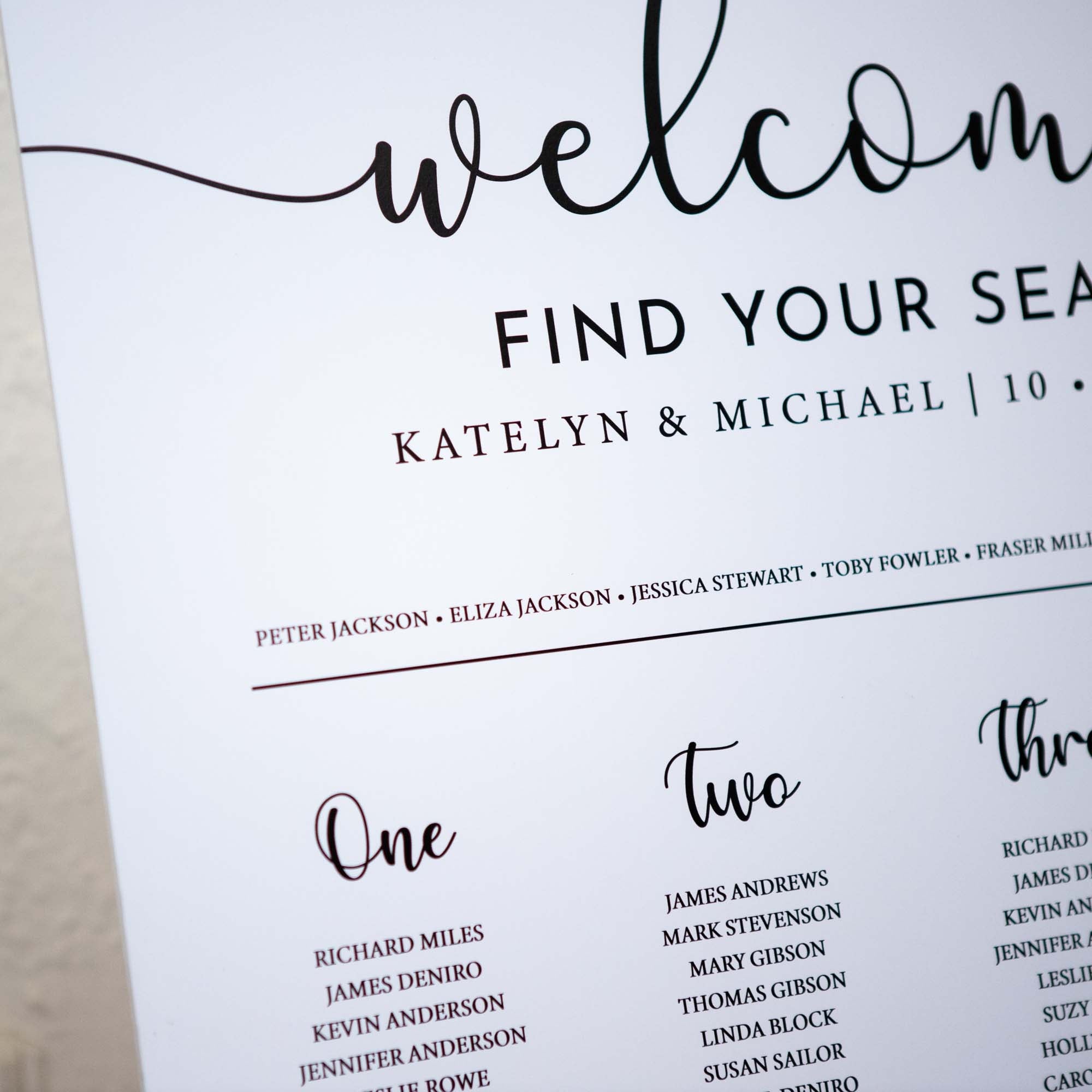 Printed Wedding Seating Chart | White Portrait - Younique Gifts