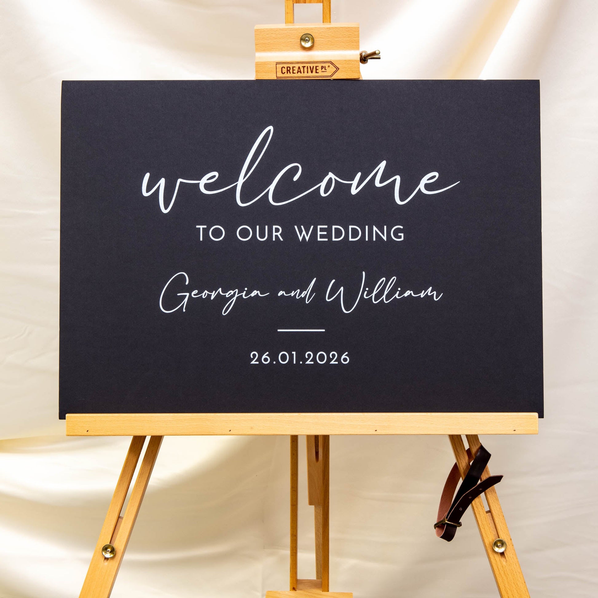 Printed Wedding Welcome sign | Black Landscape - Personalised welcome sign - Younique Gifts Melbourne