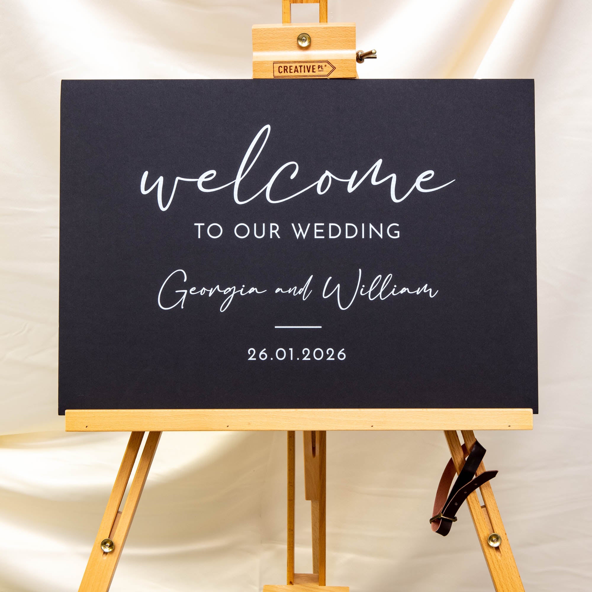 Printed Wedding Welcome sign | Black Landscape - Personalised welcome sign - Younique Gifts Melbourne
