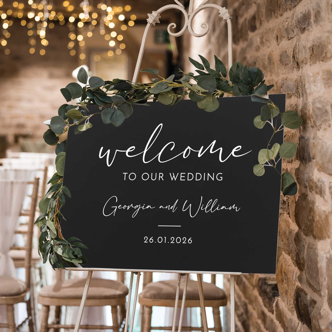 Printed Wedding Welcome sign | Black Landscape - Younique Gifts