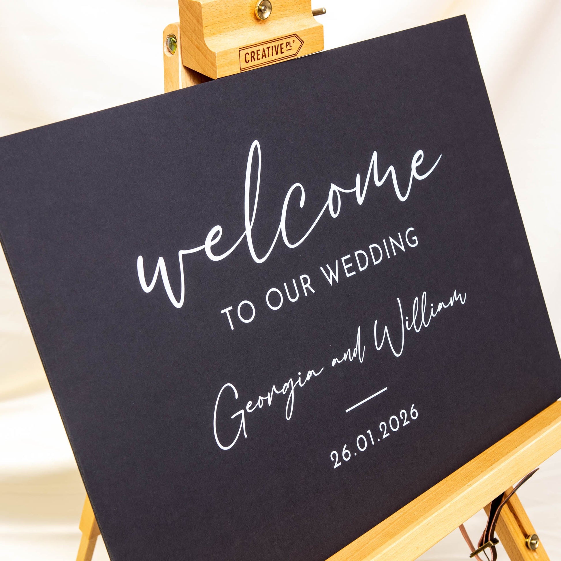 Printed Wedding Welcome sign | Black Landscape - Personalised welcome sign - Younique Gifts Melbourne
