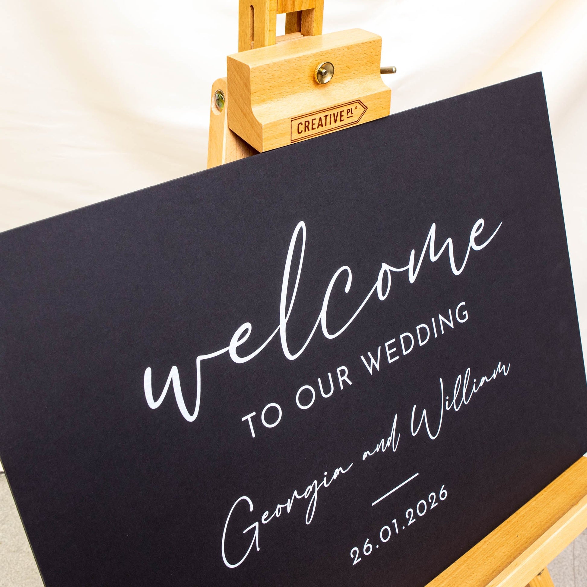 Printed Wedding Welcome sign | Black Landscape - Personalised welcome sign - Younique Gifts Melbourne