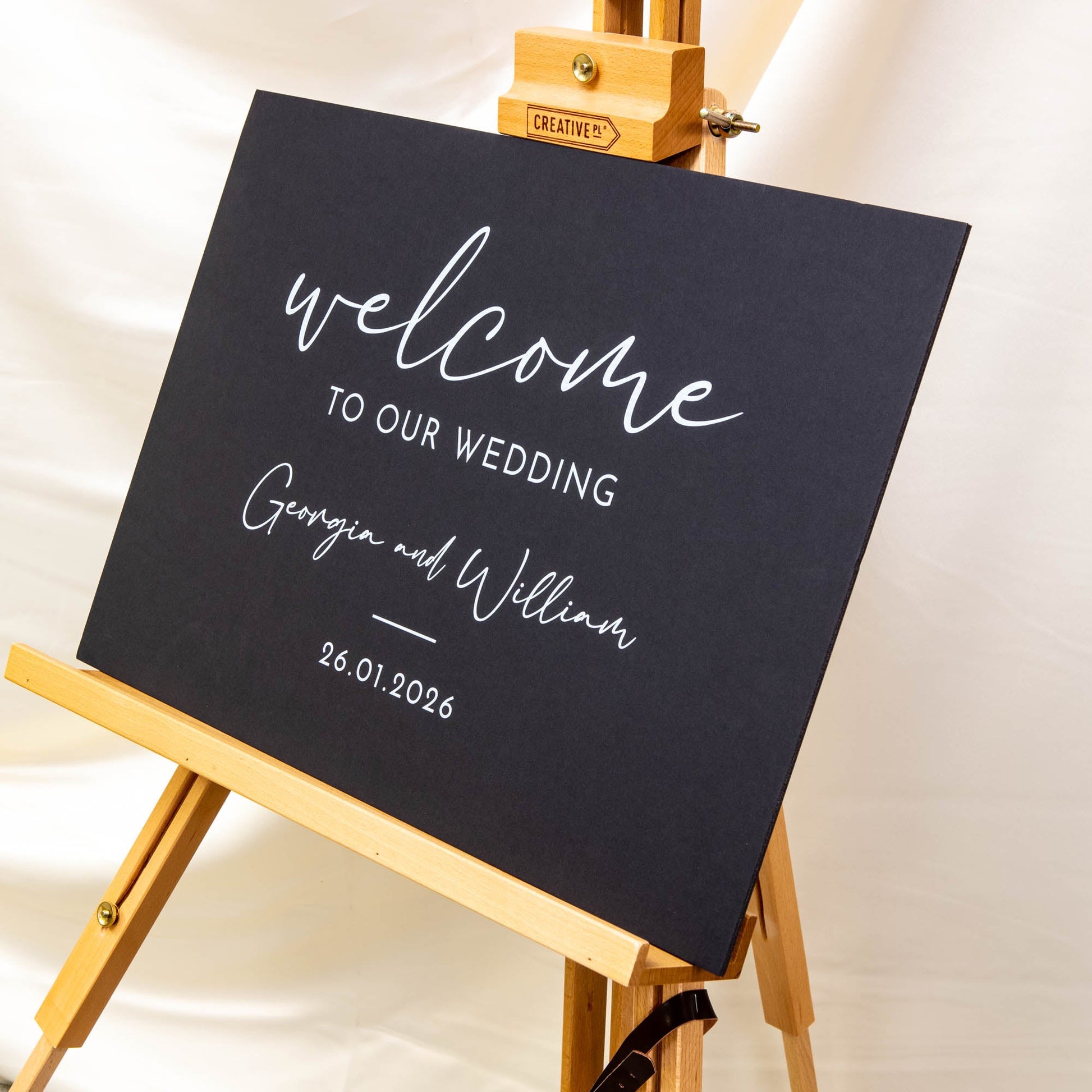 Printed Wedding Welcome sign | Black Landscape - Personalised welcome sign - Younique Gifts Melbourne