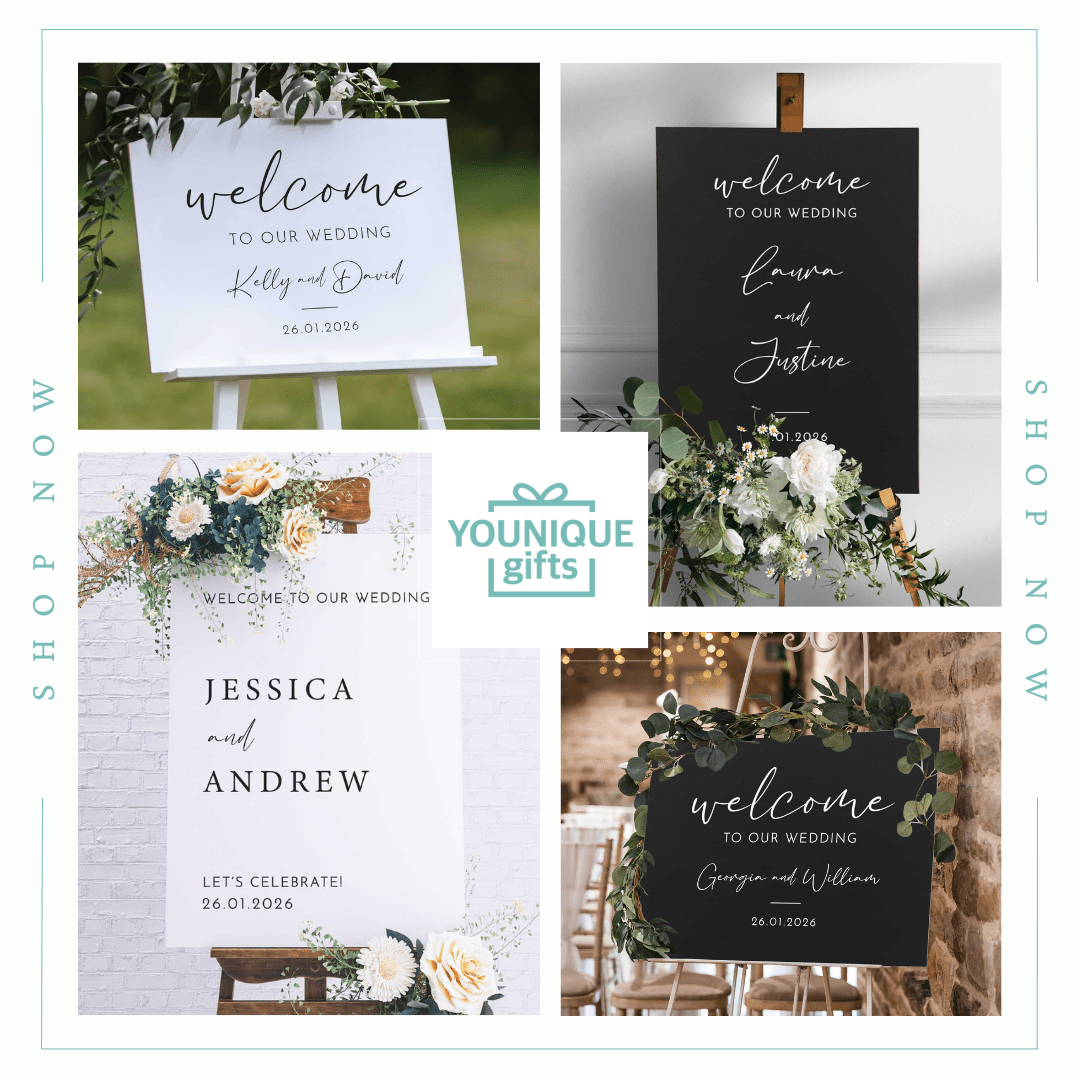 Printed Wedding Welcome sign | White Arch - Younique Gifts