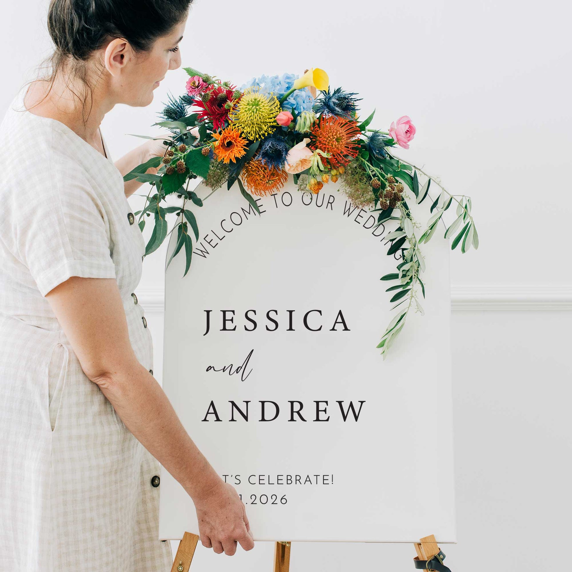 Printed Wedding Welcome sign | White Arch - Younique Gifts