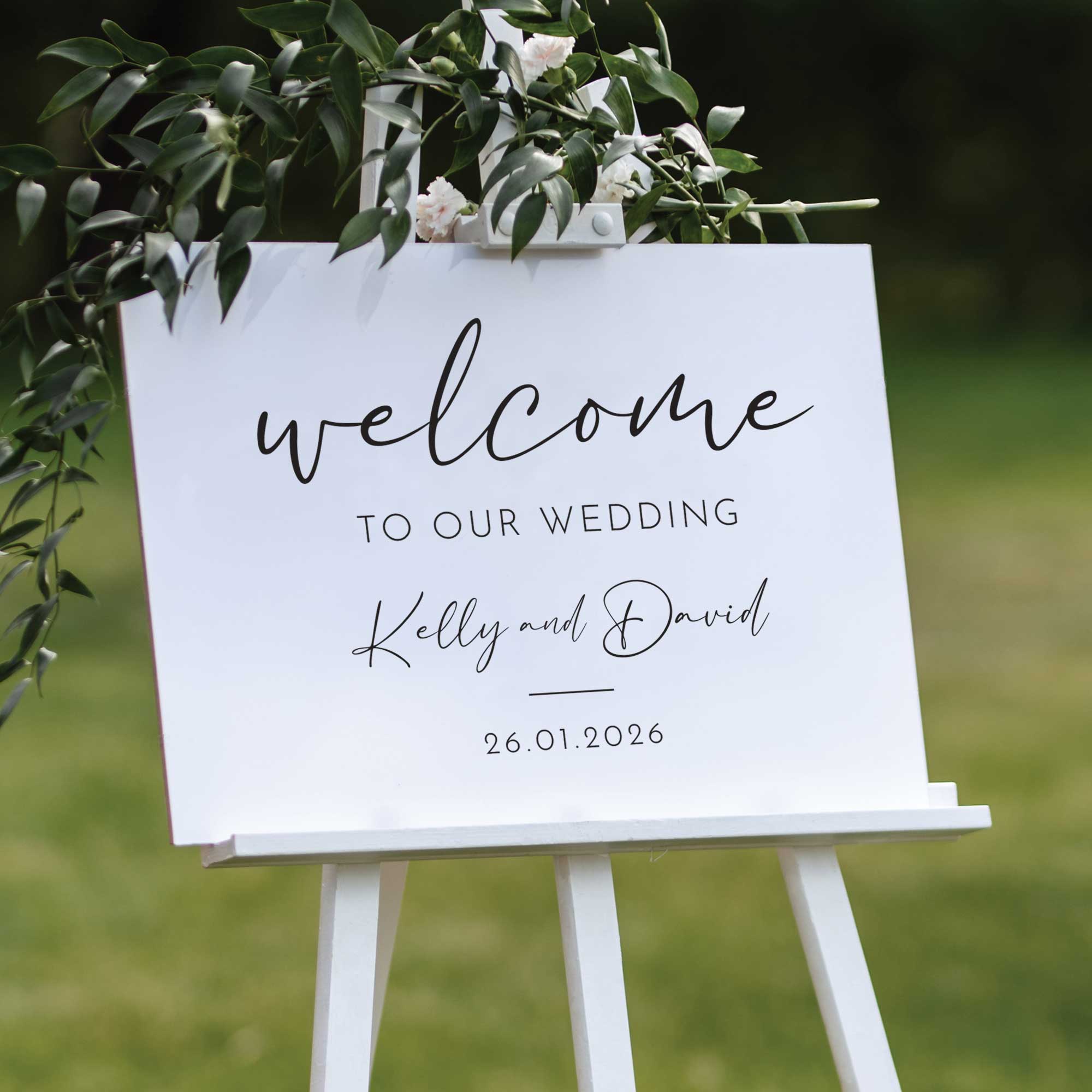 Printed Wedding Welcome sign | White Landscape - Younique Gifts