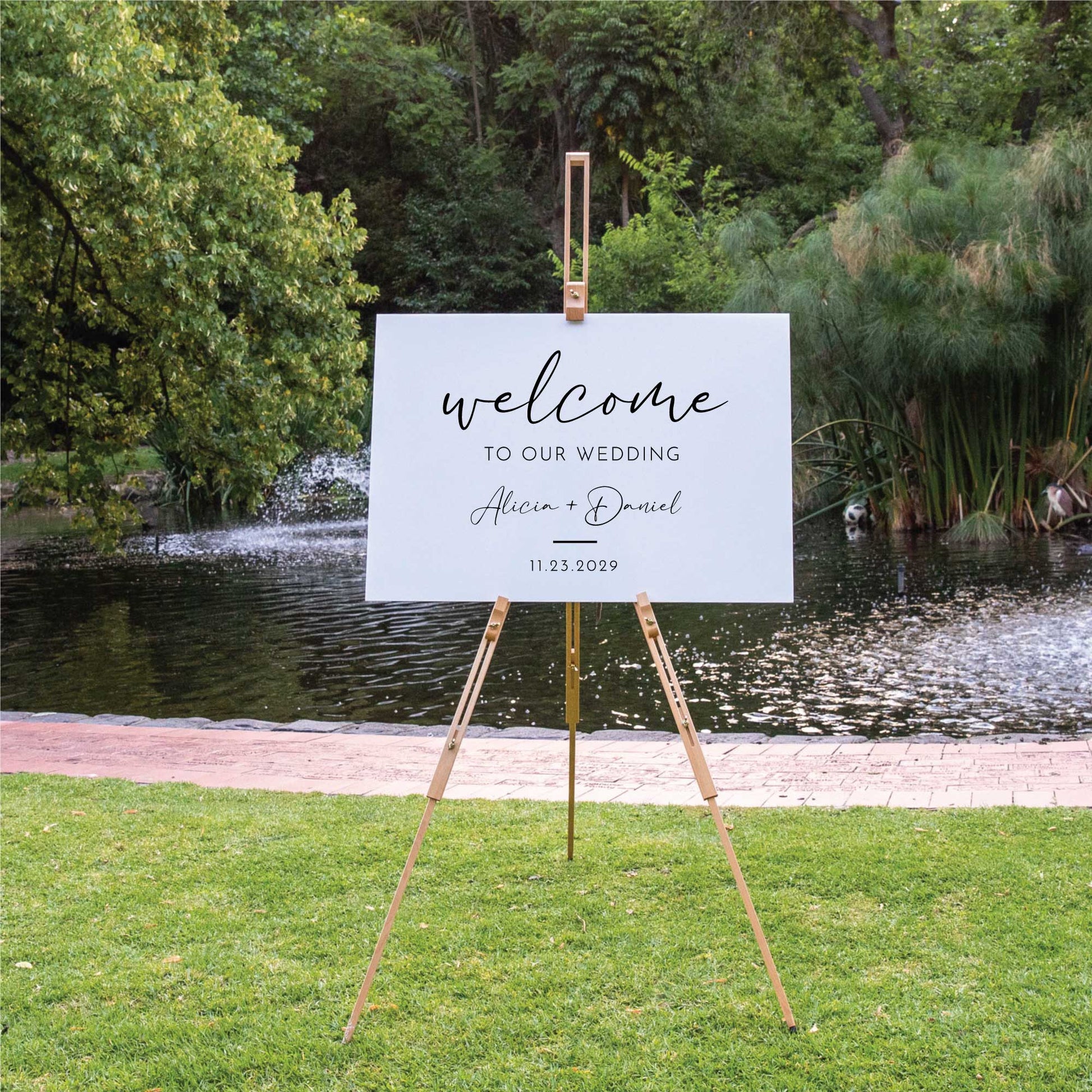 Printed Wedding Welcome sign | White Landscape - Younique Gifts
