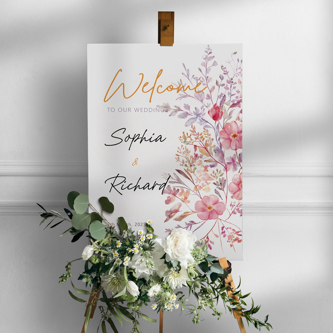 Printed Wedding Welcome sign | White Portrait - Younique Gifts