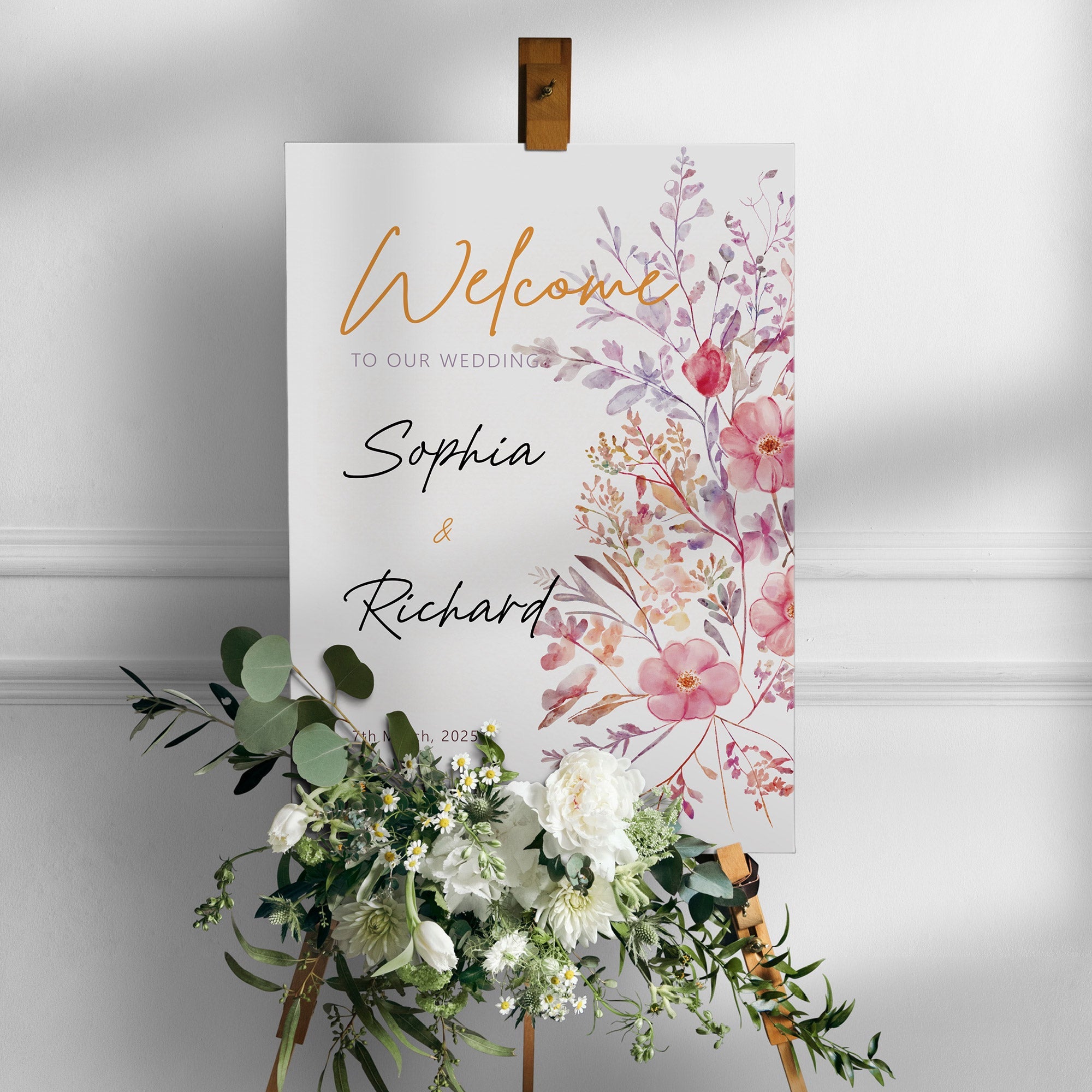 Printed Wedding Welcome sign | White Portrait - Younique Gifts