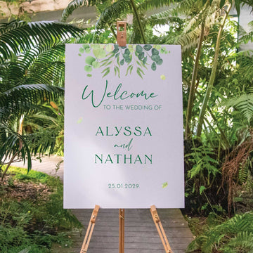 Printed Wedding Welcome sign | White Portrait - Personalised welcome sign - Younique Gifts Melbourne