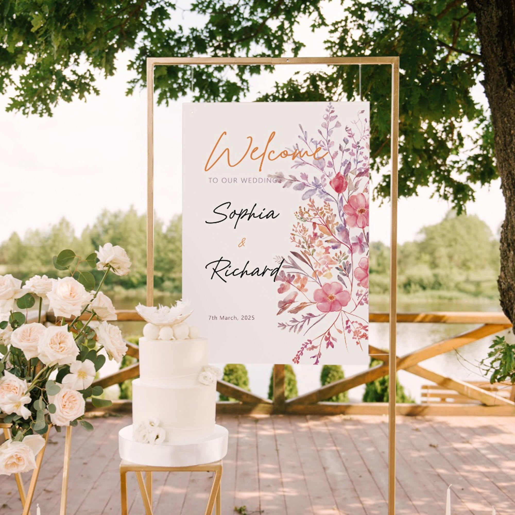 Printed Wedding Welcome sign | White Portrait - Younique Gifts