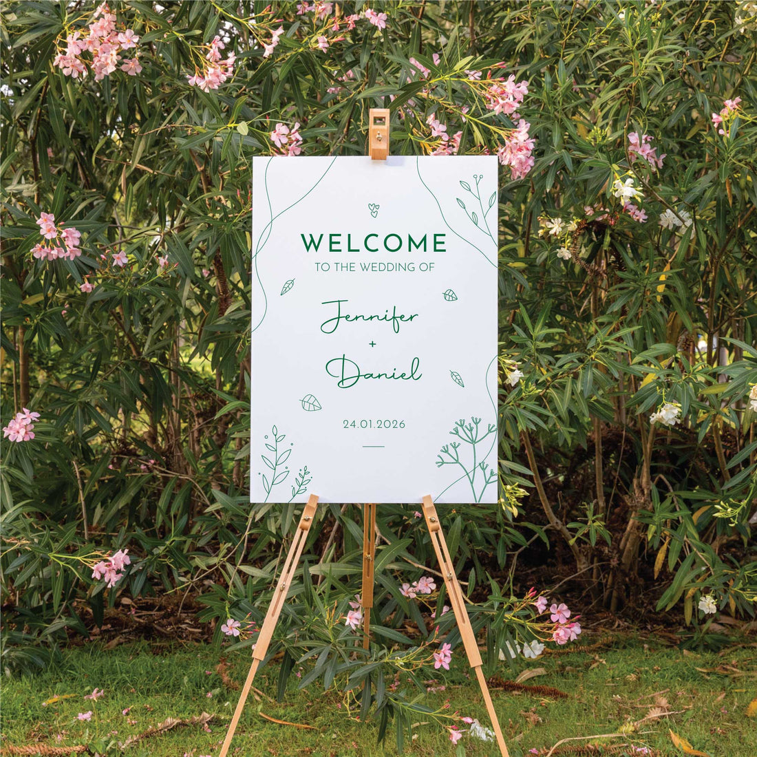 Printed Wedding Welcome sign | White Portrait - Younique Gifts
