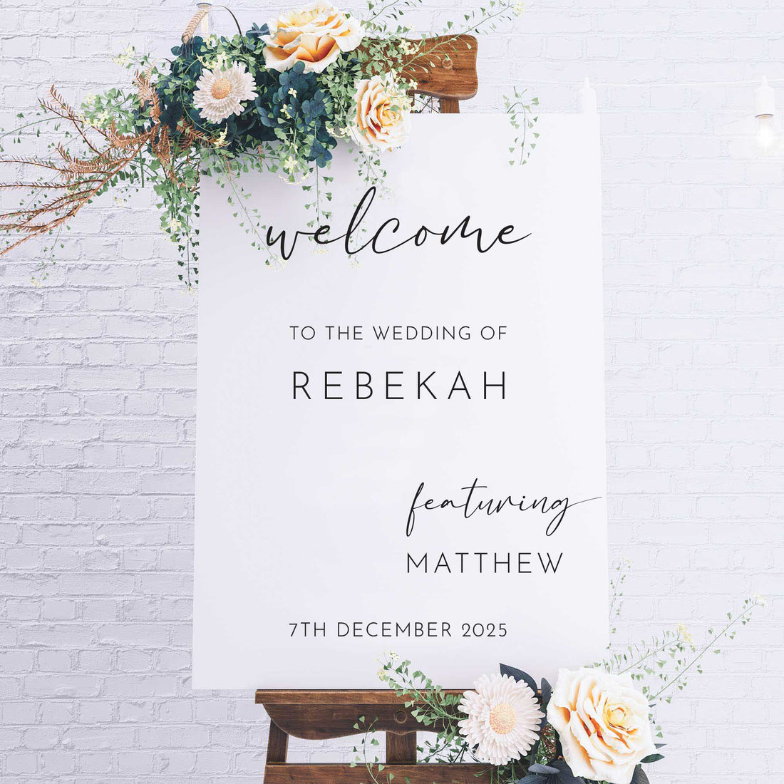 Printed Wedding Welcome sign | White Portrait - Younique Gifts