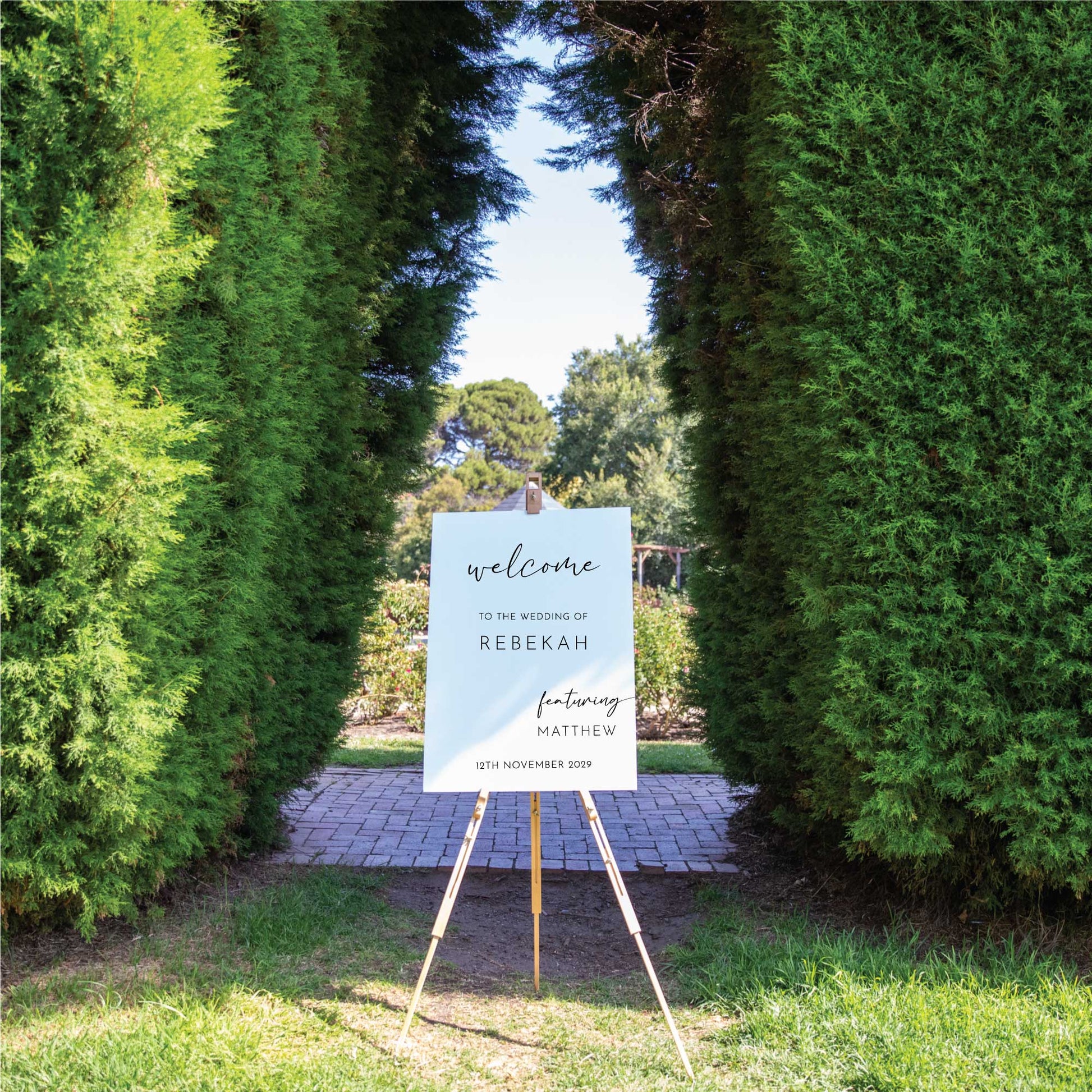 Printed Wedding Welcome sign | White Portrait - Personalised welcome sign - Younique Gifts Melbourne