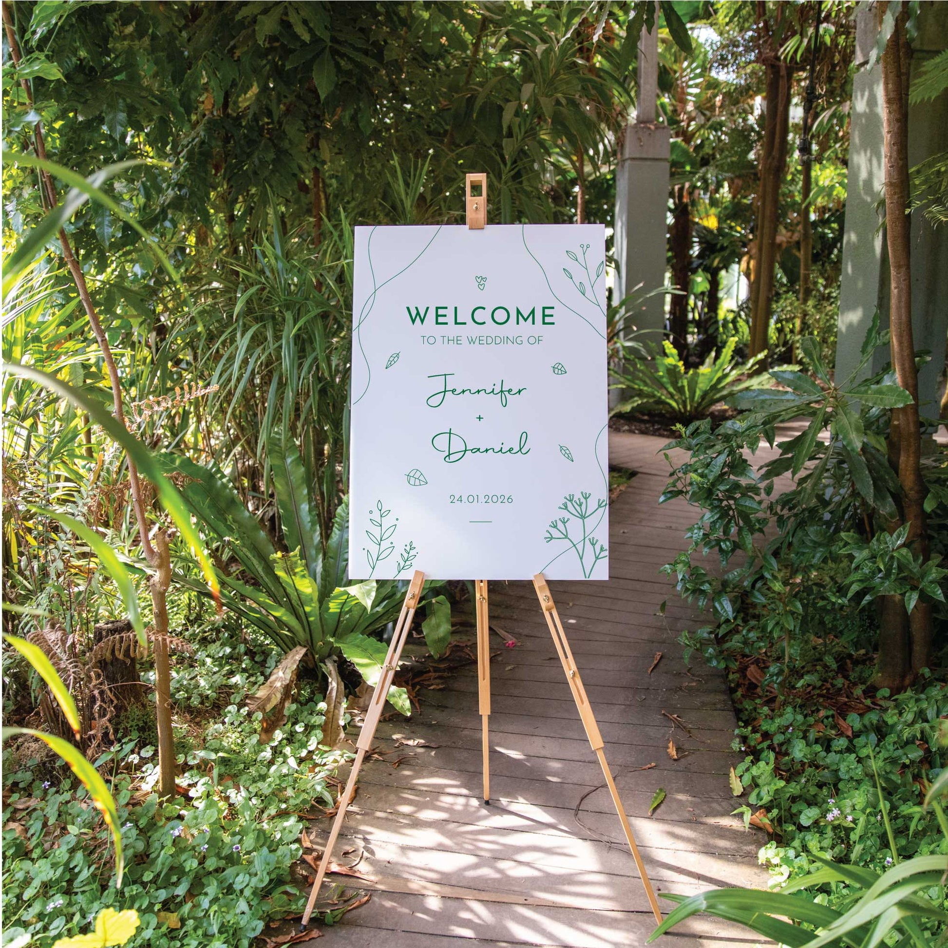 Printed Wedding Welcome sign | White Portrait - Personalised welcome sign - Younique Gifts Melbourne